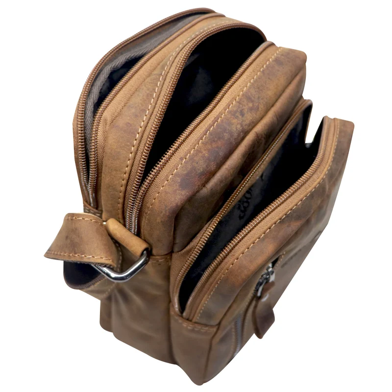 Nili Kleine Umhängetasche mit Vielen Fächern Crossbody Bag Leder