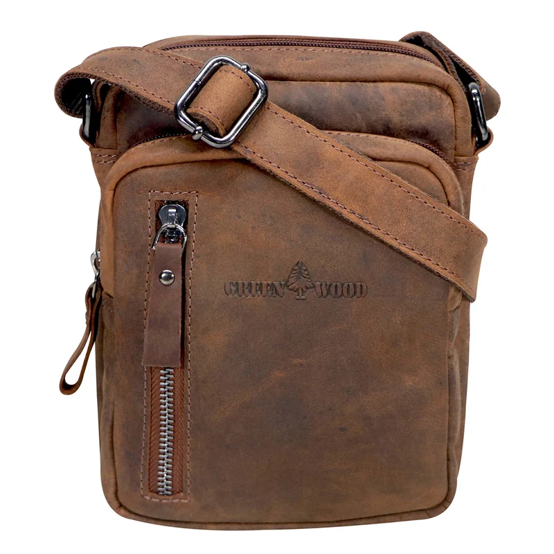 Nili Kleine Umhängetasche mit Vielen Fächern Crossbody Bag Leder