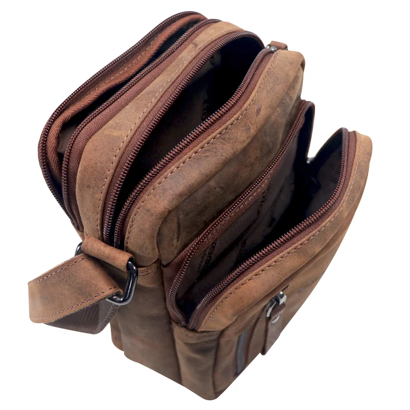 Nili Kleine Umhängetasche mit Vielen Fächern Crossbody Bag Leder