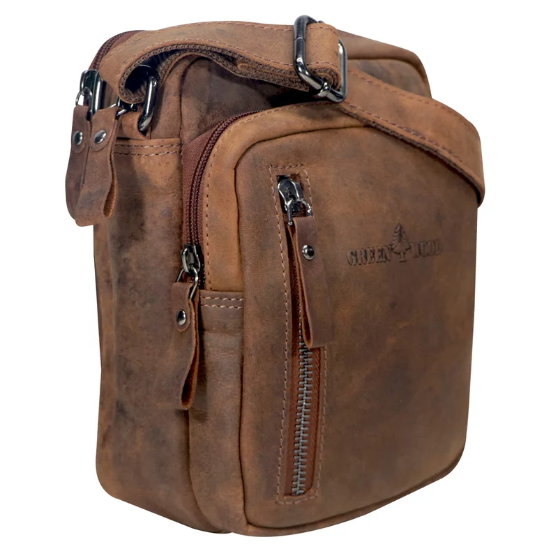 Nili Kleine Umhängetasche mit Vielen Fächern Crossbody Bag Leder