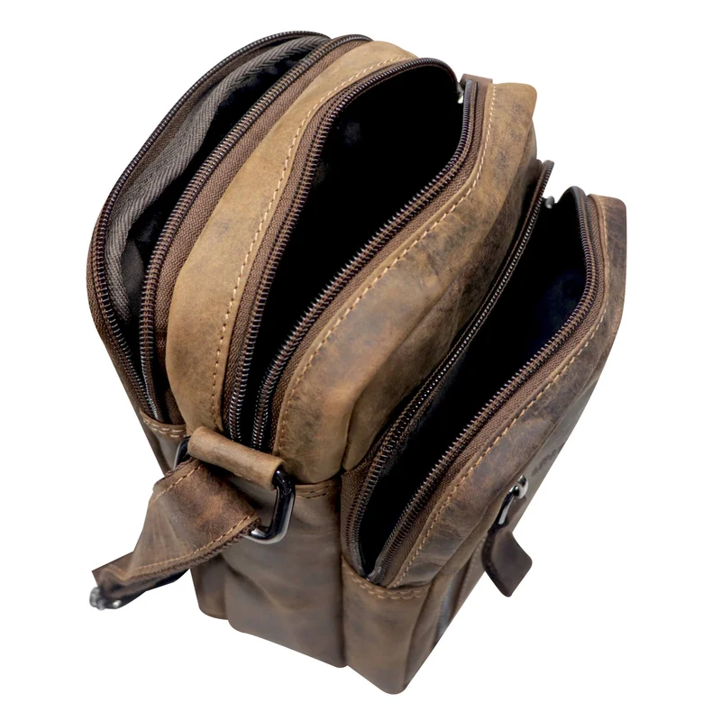 Nili Kleine Umhängetasche mit Vielen Fächern Crossbody Bag Leder