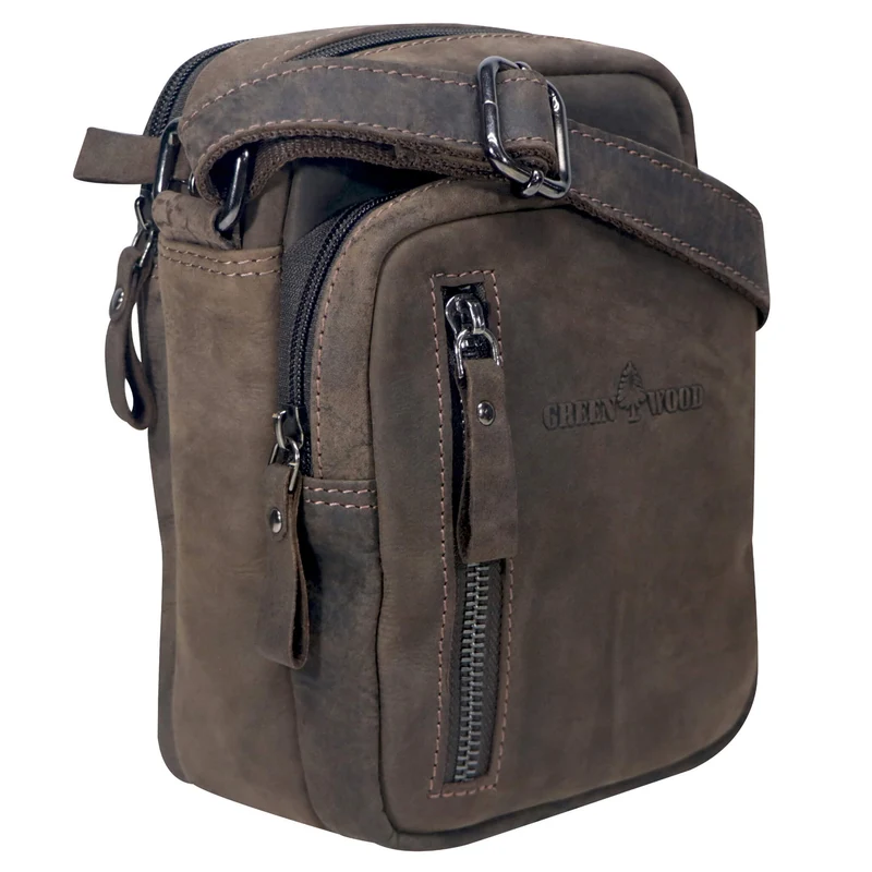 Nili Kleine Umhängetasche mit Vielen Fächern Crossbody Bag Leder