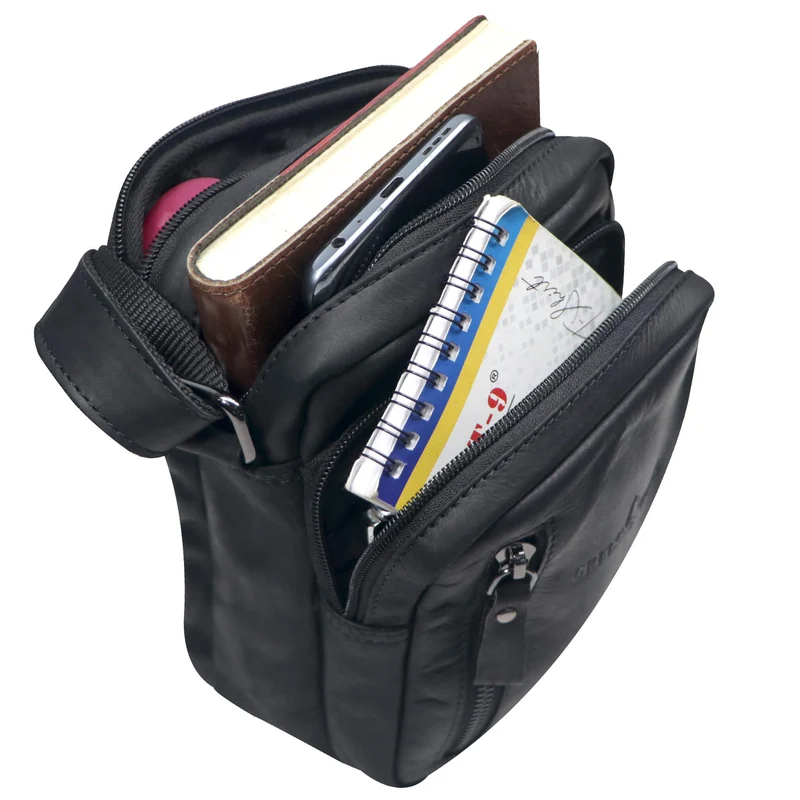 Nili Kleine Umhängetasche mit Vielen Fächern Crossbody Bag Leder