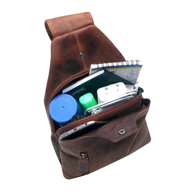 Tom Brusttasche Herren Leder Sling Bag Damen Umhängetasche