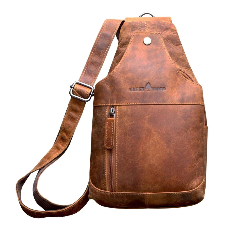 Tom Brusttasche Herren Leder Sling Bag Damen Umhängetasche