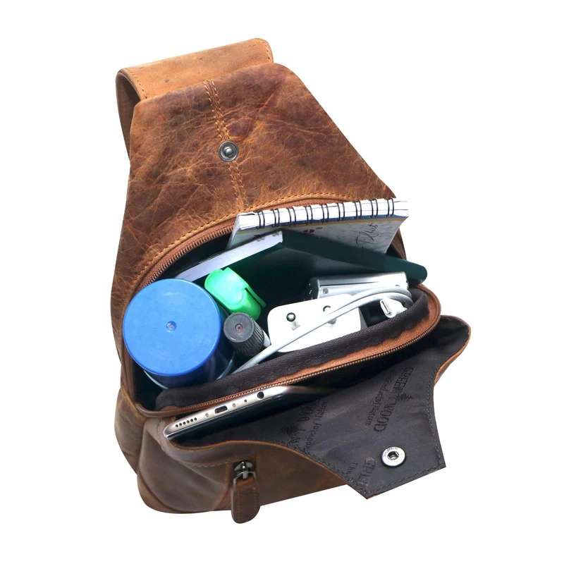 Tom Brusttasche Herren Leder Sling Bag Damen Umhängetasche