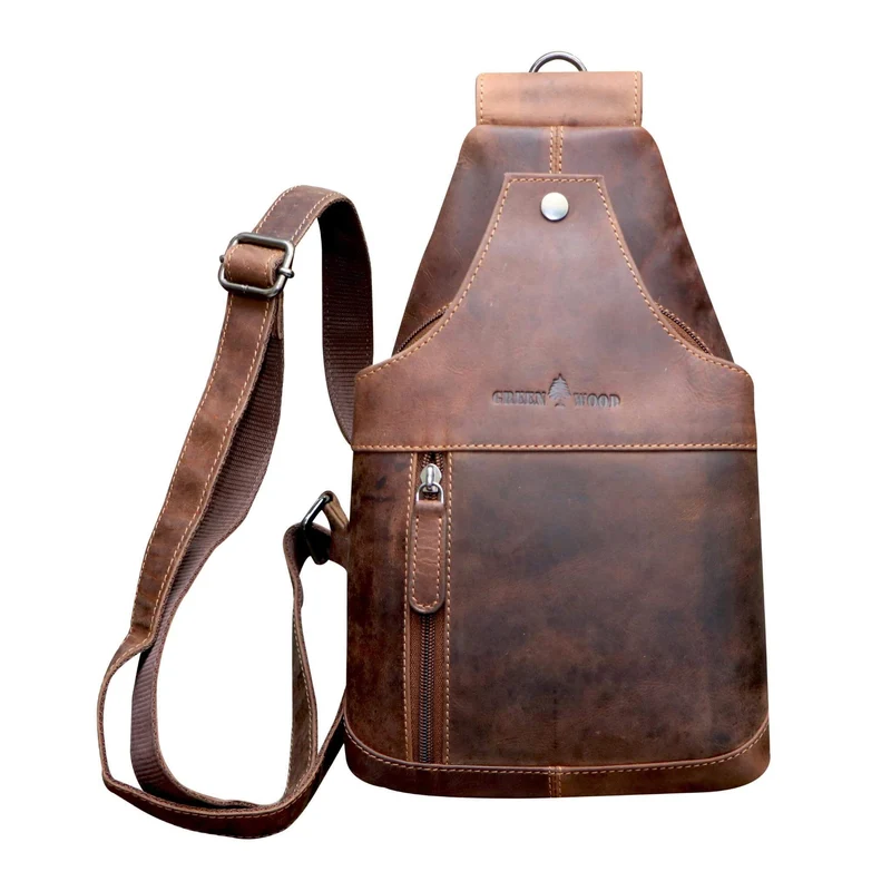 Tom Brusttasche Herren Leder Sling Bag Damen Umhängetasche