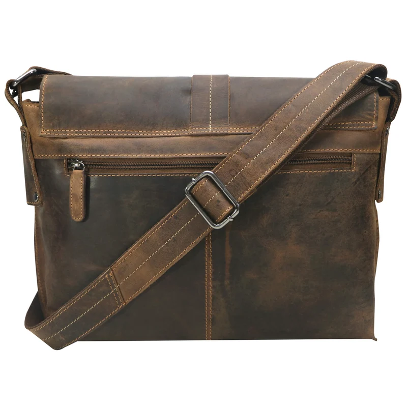 Chris Ledertasche Herren Umhängetasche Breiter Gurt Damen 13,3 Zoll