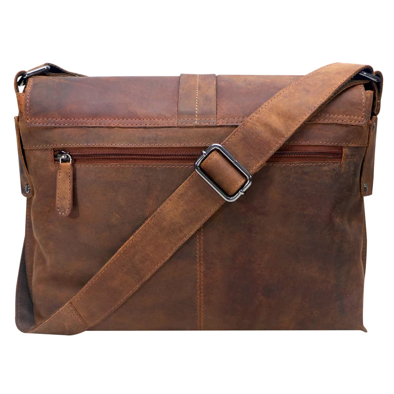 Chris Ledertasche Herren Umhängetasche Breiter Gurt Damen 13,3 Zoll