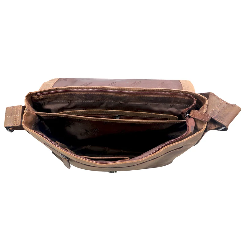 Chris Ledertasche Herren Umhängetasche Breiter Gurt Damen 13,3 Zoll