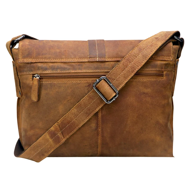 Chris Ledertasche Herren Umhängetasche Breiter Gurt Damen 13,3 Zoll