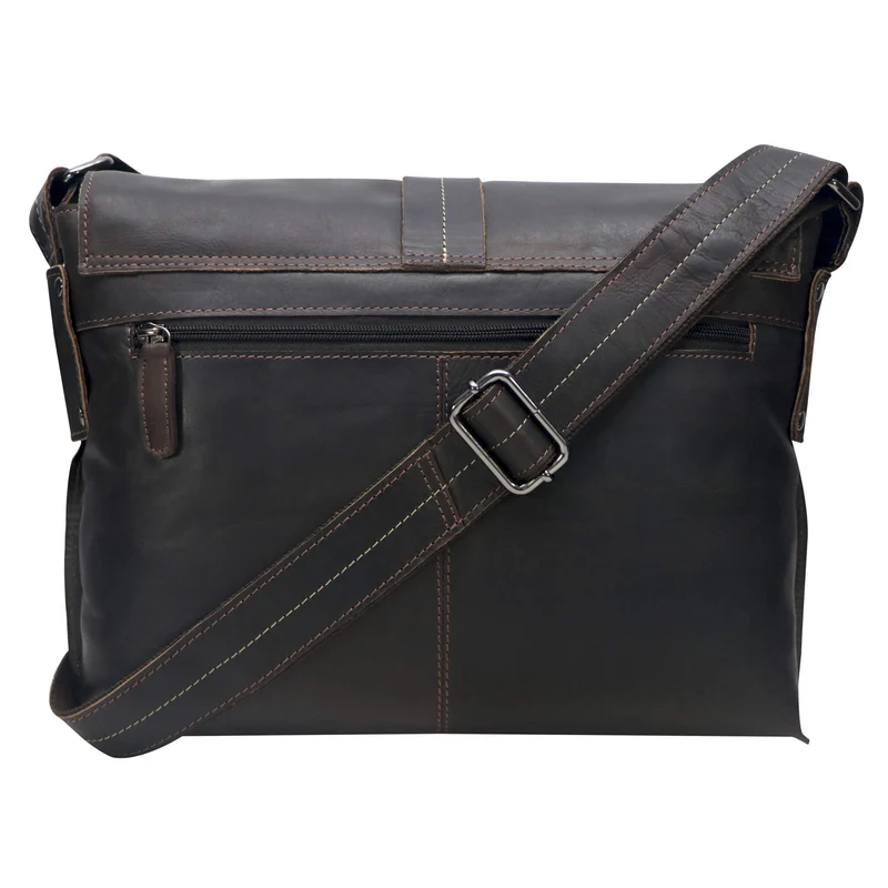 Chris Ledertasche Herren Umhängetasche Breiter Gurt Damen 13,3 Zoll