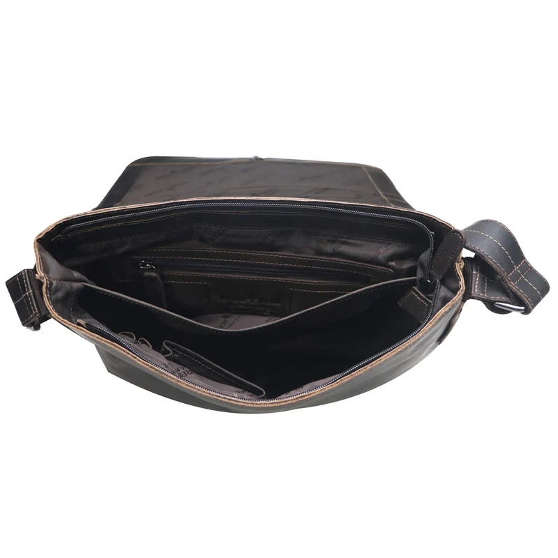 Chris Ledertasche Herren Umhängetasche Breiter Gurt Damen 13,3 Zoll