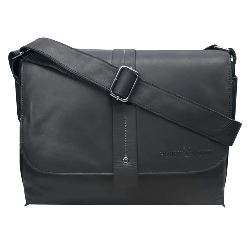 Chris Ledertasche Herren Umhängetasche Breiter Gurt Damen 13,3 Zoll