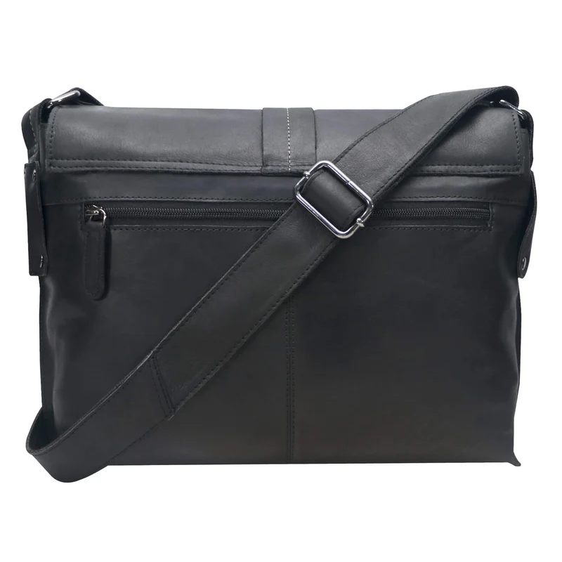 Chris Ledertasche Herren Umhängetasche Breiter Gurt Damen 13,3 Zoll