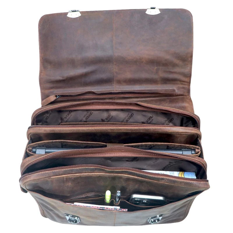 Karl Lehrertasche Damen Leder Businesstasche Herren mit 15 Zoll Laptophülle