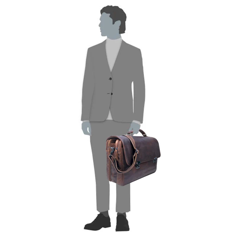 Karl Lehrertasche Damen Leder Businesstasche Herren mit 15 Zoll Laptophülle
