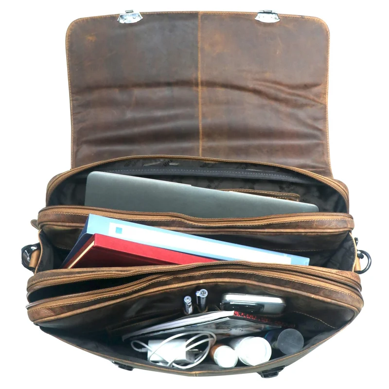 Karl Lehrertasche Damen Leder Businesstasche Herren mit 15 Zoll Laptophülle