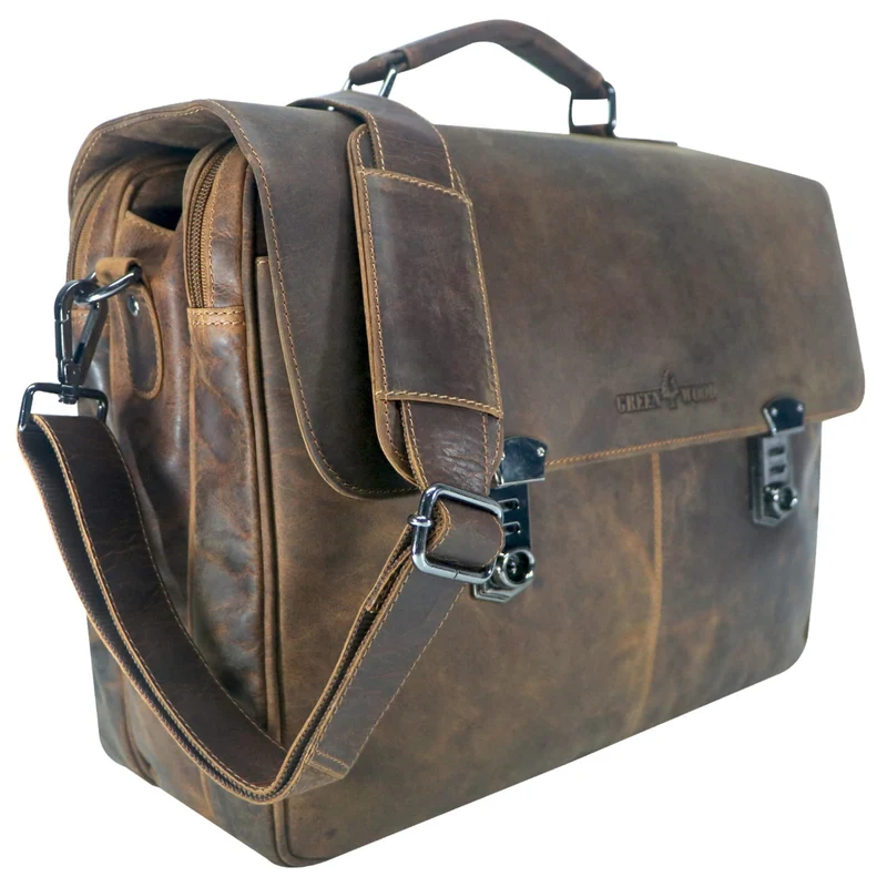 Karl Lehrertasche Damen Leder Businesstasche Herren mit 15 Zoll Laptophülle