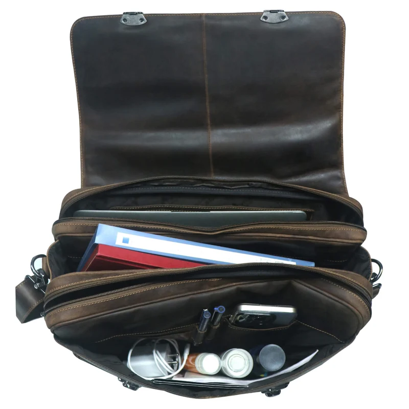 Karl Lehrertasche Damen Leder Businesstasche Herren mit 15 Zoll Laptophülle