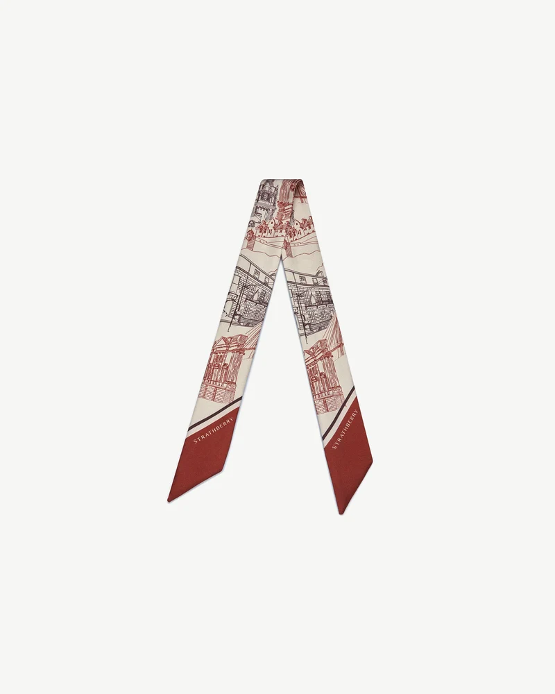 Silk Skinny Scarf - Oxblood/Burgundy Edinburgh Architecture