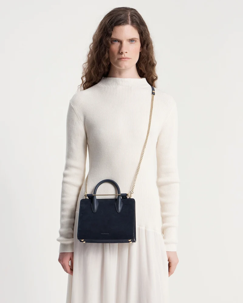 Mini Tote - Navy Suede