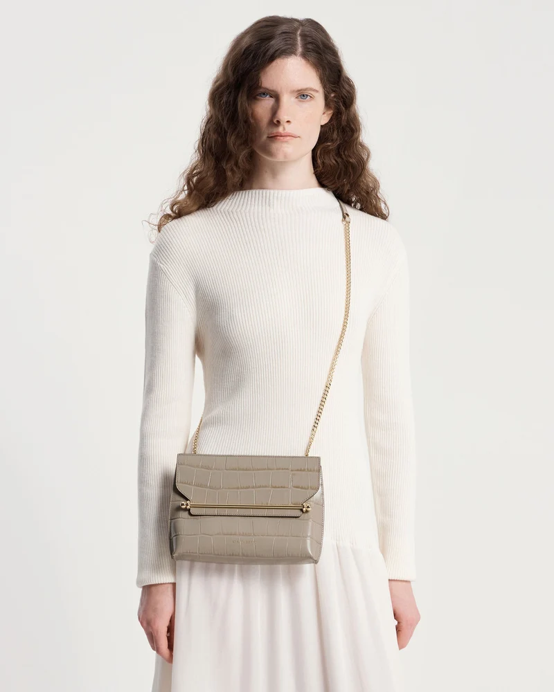Stylist - Croc-Embossed Leather Light Taupe