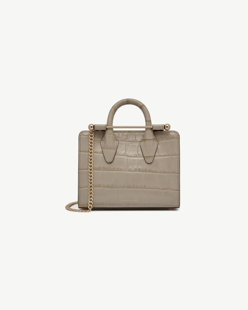 Nano Tote - Croc-Embossed Leather Light Taupe