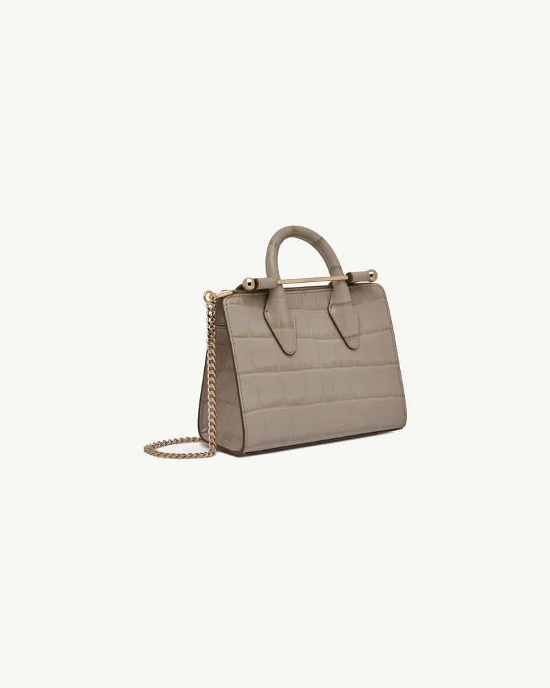 Nano Tote - Croc-Embossed Leather Light Taupe