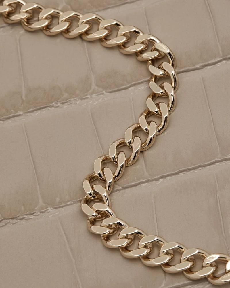 Nano Tote - Croc-Embossed Leather Light Taupe