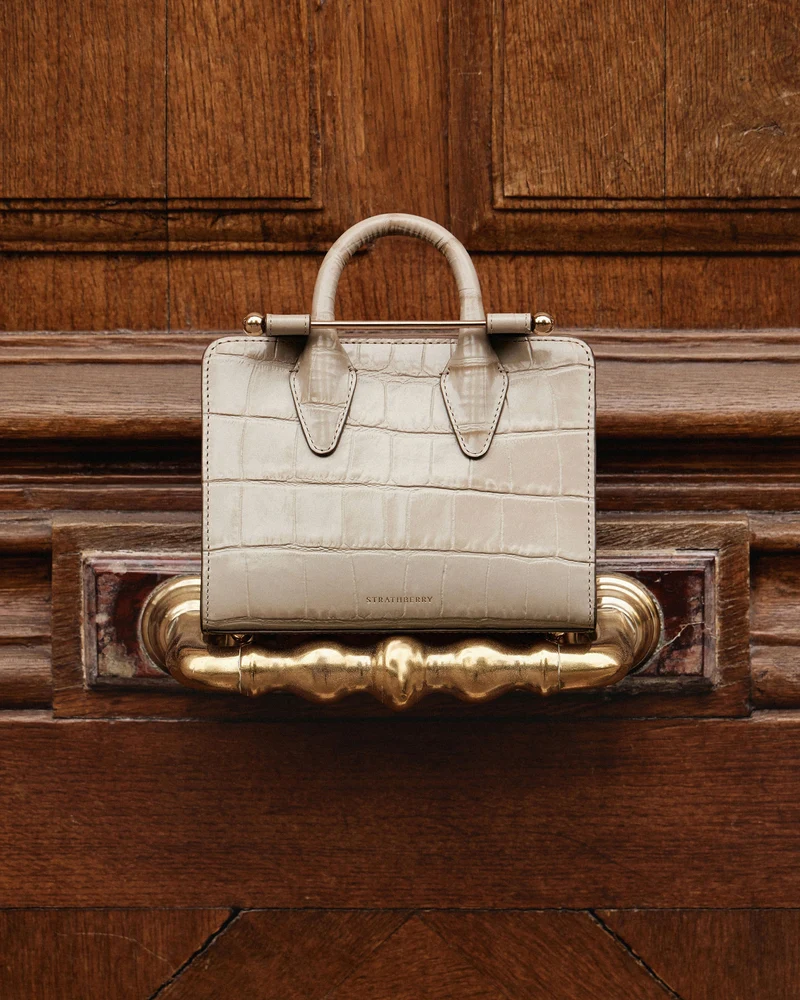 Nano Tote - Croc-Embossed Leather Light Taupe