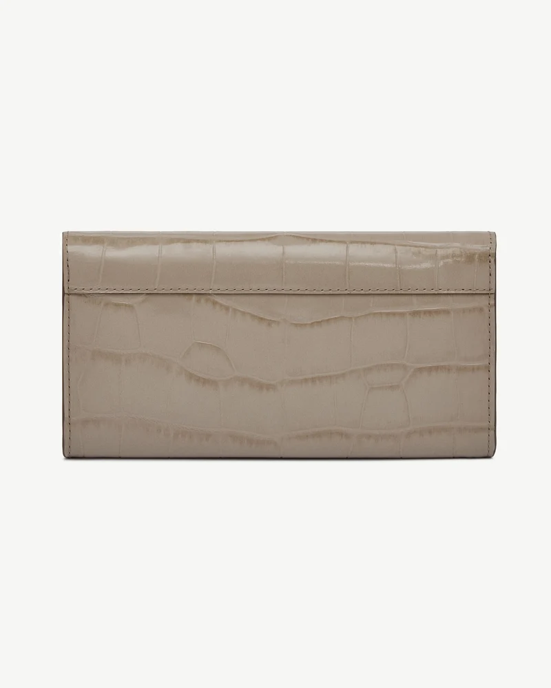 Multrees Chain Wallet - Croc-Embossed Leather Light Taupe