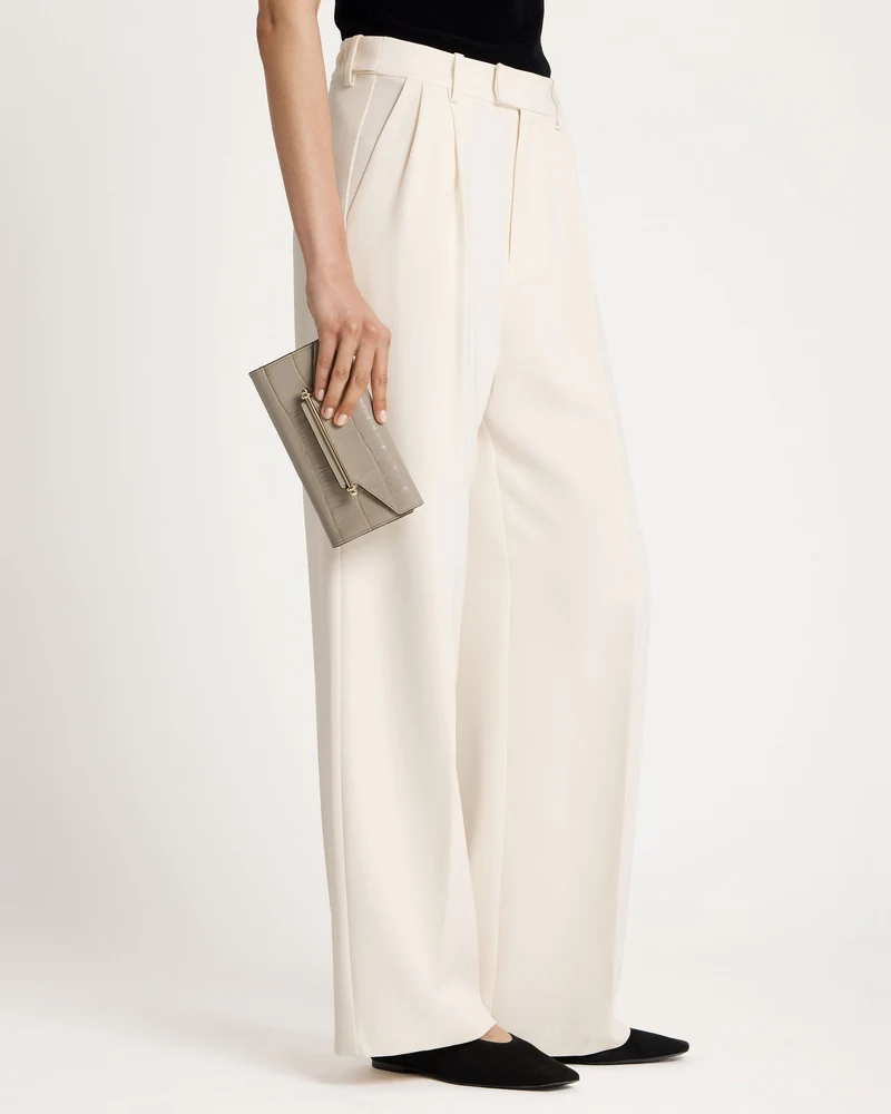 Multrees Chain Wallet - Croc-Embossed Leather Light Taupe