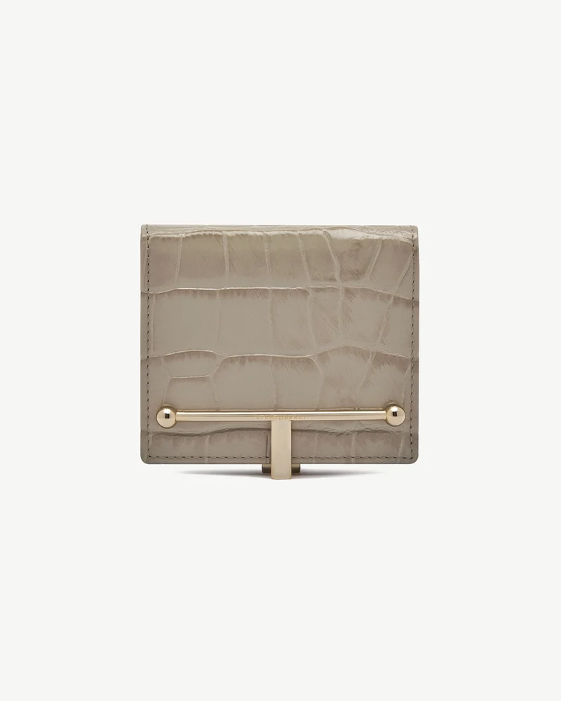Melville Street Wallet - Croc-Embossed Leather Light Taupe
