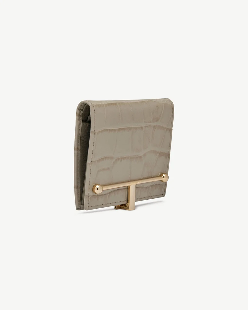 Melville Street Wallet - Croc-Embossed Leather Light Taupe