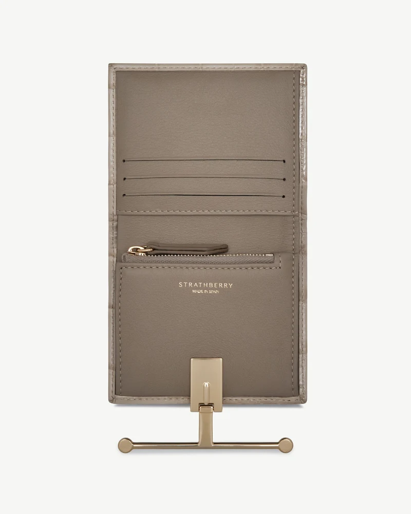 Melville Street Wallet - Croc-Embossed Leather Light Taupe