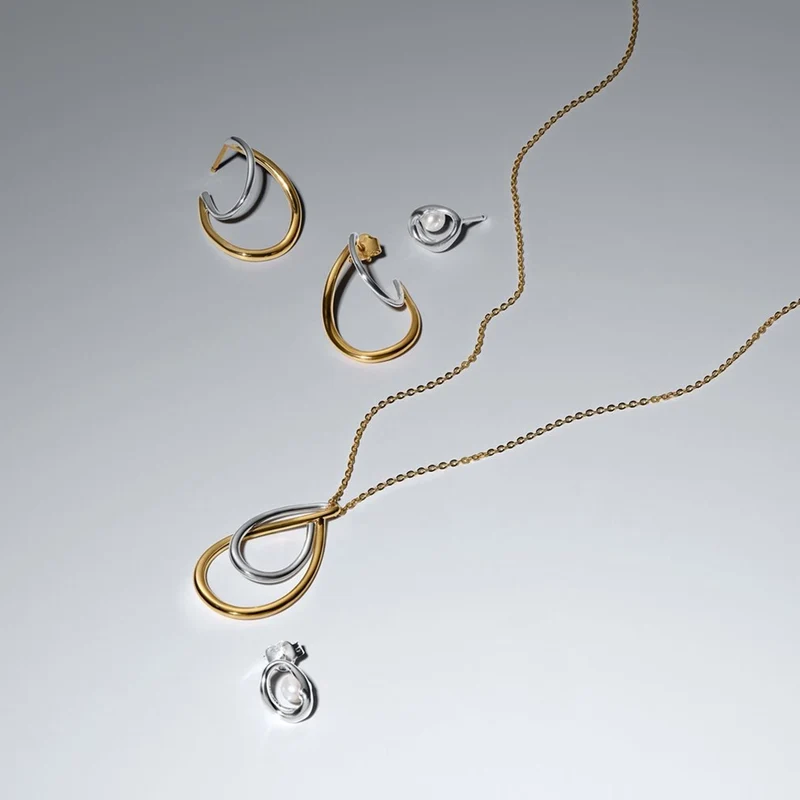 Pandora Essence Vergoldete Zweifarbige Double Pendant Halskette 364668C00-50
