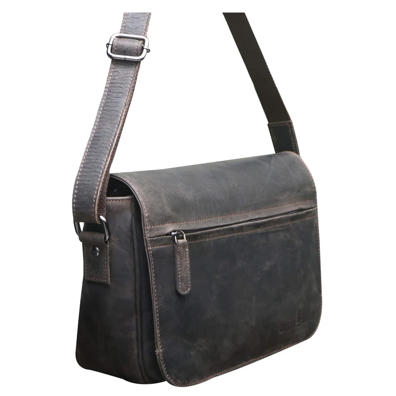 Ema Ledertasche Damen Umhängetasche mit Vielen Fächern Vintage-Look