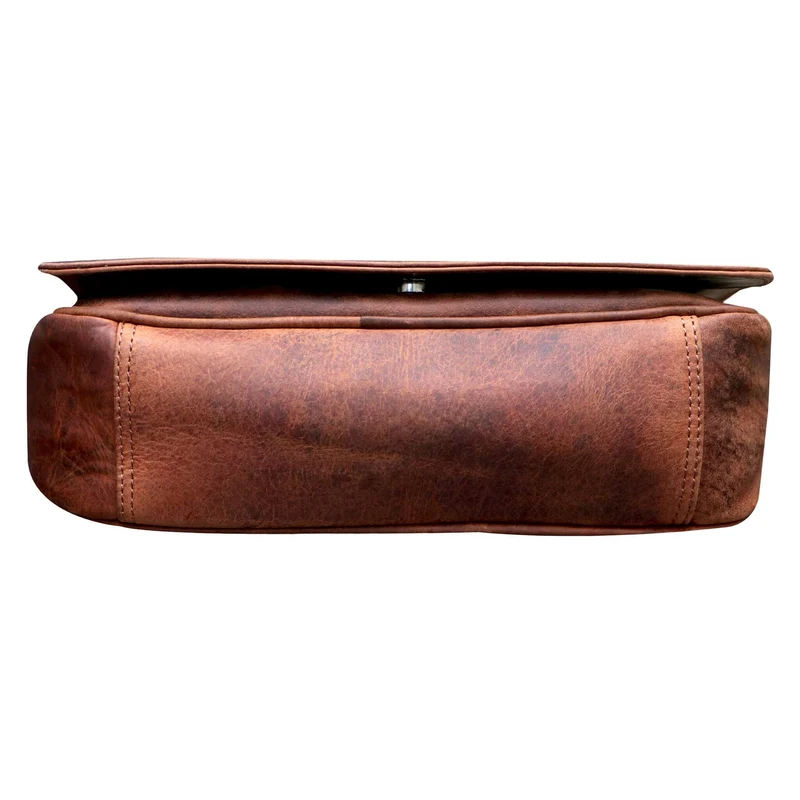 Ema Ledertasche Damen Umhängetasche mit Vielen Fächern Vintage-Look