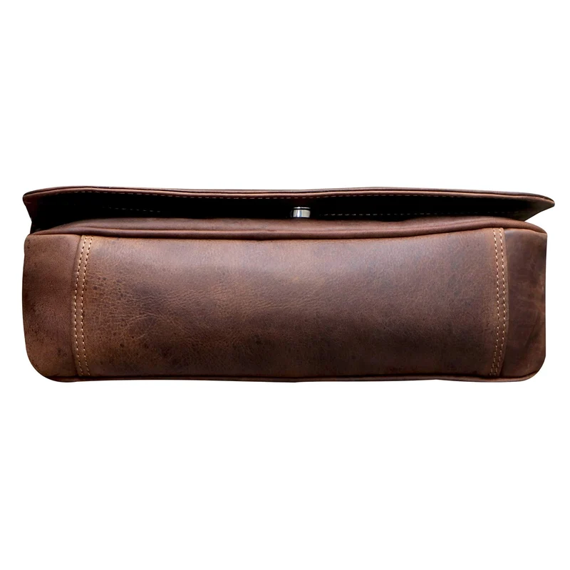 Ema Ledertasche Damen Umhängetasche mit Vielen Fächern Vintage-Look