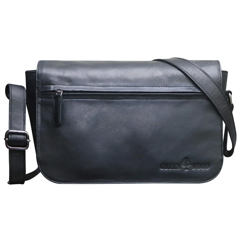 Ema Ledertasche Damen Umhängetasche mit Vielen Fächern Vintage-Look