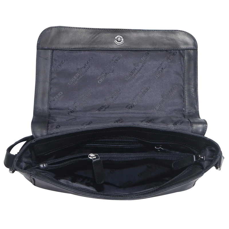 Ema Ledertasche Damen Umhängetasche mit Vielen Fächern Vintage-Look