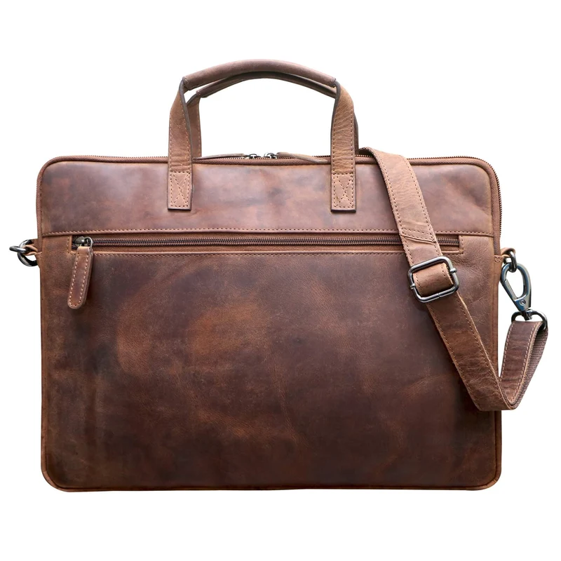 Fred Laptoptasche 17 Zoll Leder mit abnehmbarem Schultergurt Umhängetasche