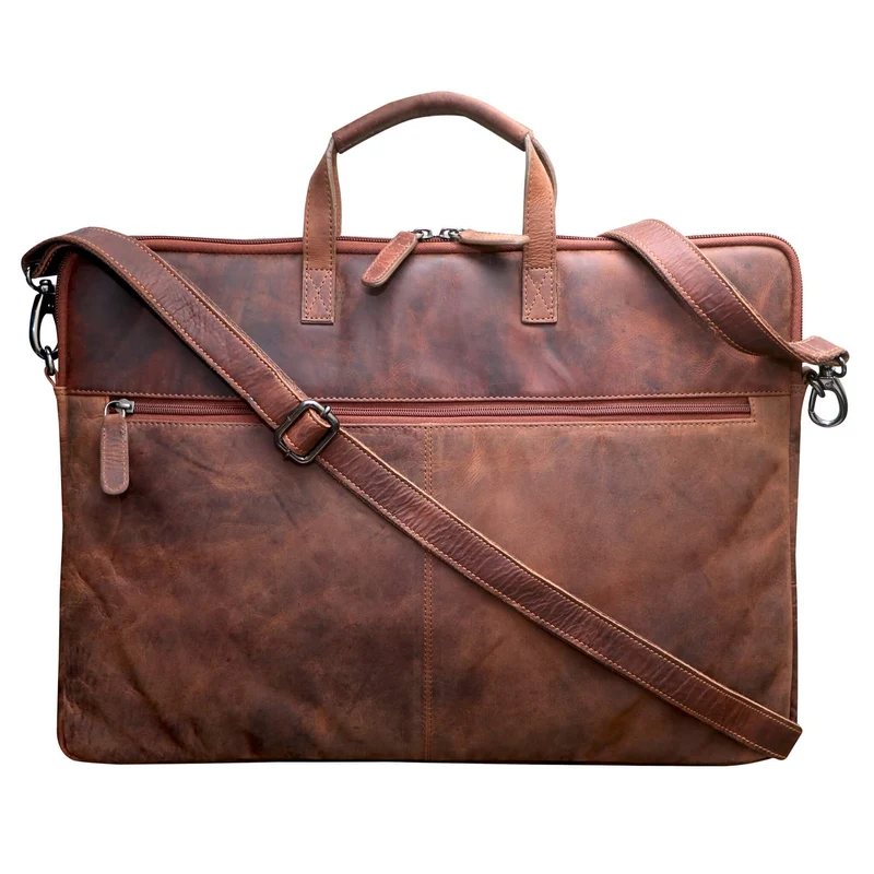 Fred Laptoptasche 17 Zoll Leder mit abnehmbarem Schultergurt Umhängetasche