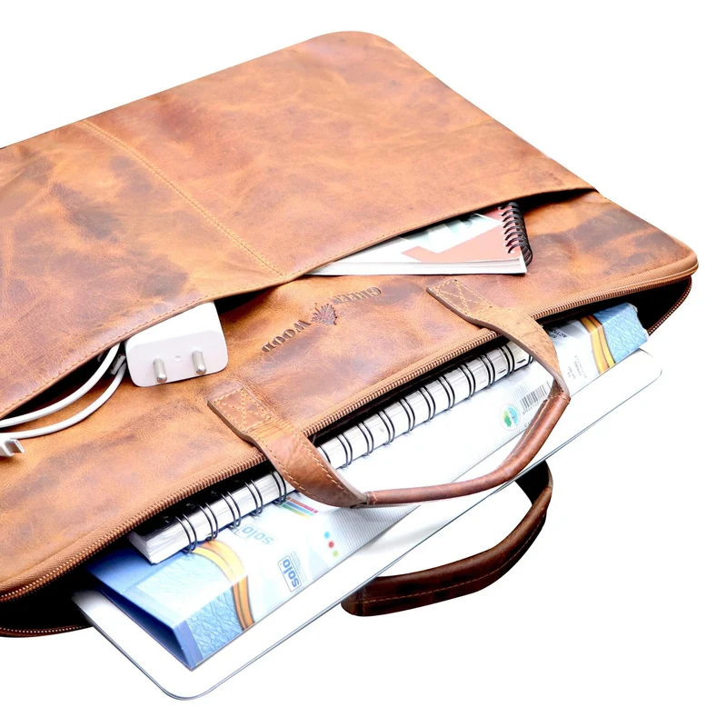 Fred Laptoptasche 17 Zoll Leder mit abnehmbarem Schultergurt Umhängetasche