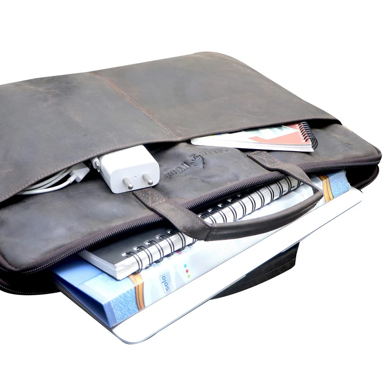 Fred Laptoptasche 17 Zoll Leder mit abnehmbarem Schultergurt Umhängetasche