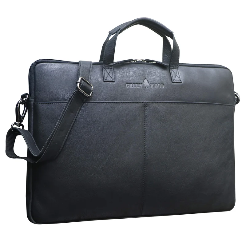 Fred Laptoptasche 15,6 Zoll Leder mit abnehmbarem Schultergurt Laptophülle