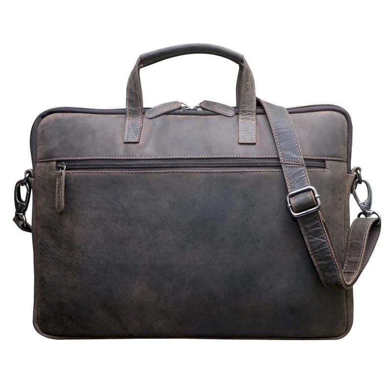 Fred Laptoptasche 14 Zoll Leder mit abnehmbarem Schultergurt Laptophülle