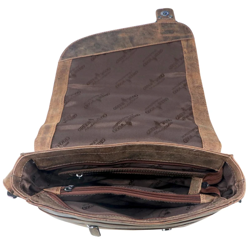 Hedwig Collegetasche Leder Damen Umhängetasche Herren Schultertasche A4