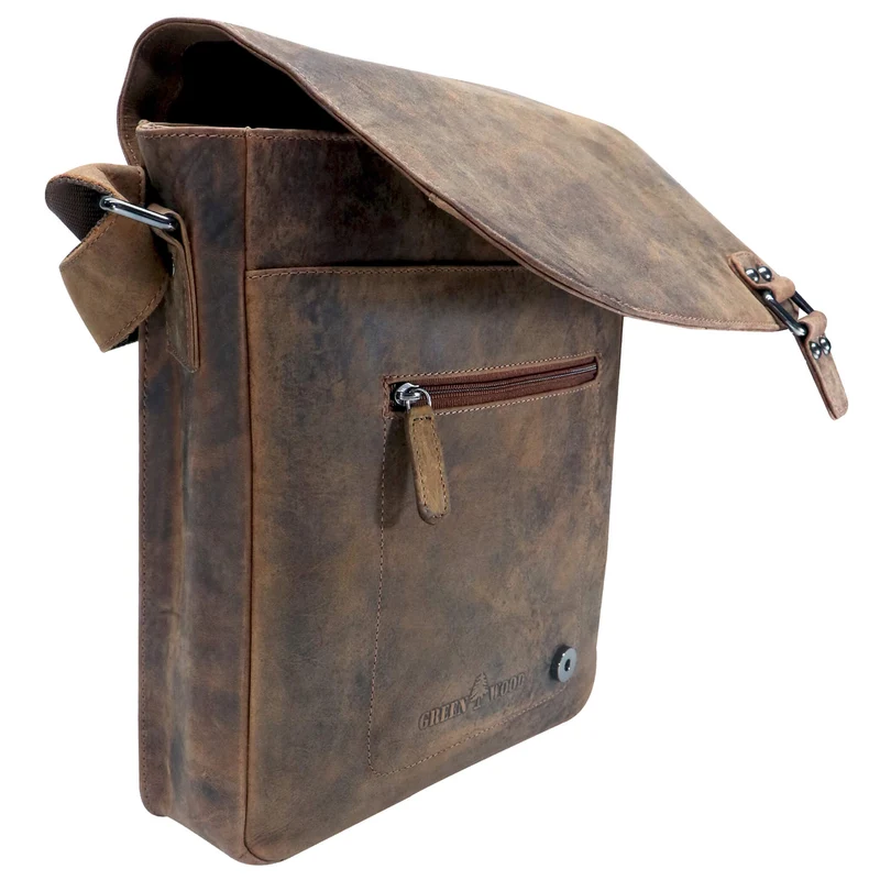 Hedwig Collegetasche Leder Damen Umhängetasche Herren Schultertasche A4